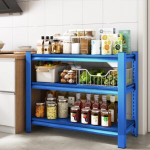 Rufokisa 40" W Garage Shelving Heavy Duty，1500LBS Loads Adjustable Garage Storage Shelves,3-Tier Metal Storage Racks and Shelving Units, Utility Rack Shelves,40”W x 18”D x 36”H,Blue