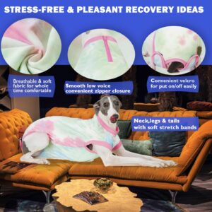 Wabdhally Dog Surgery Recovery Suit,Surgical Suit for Large Female Spay,Soft Combed Cotton,Tie Dye Pink Zipper Onesie XXL