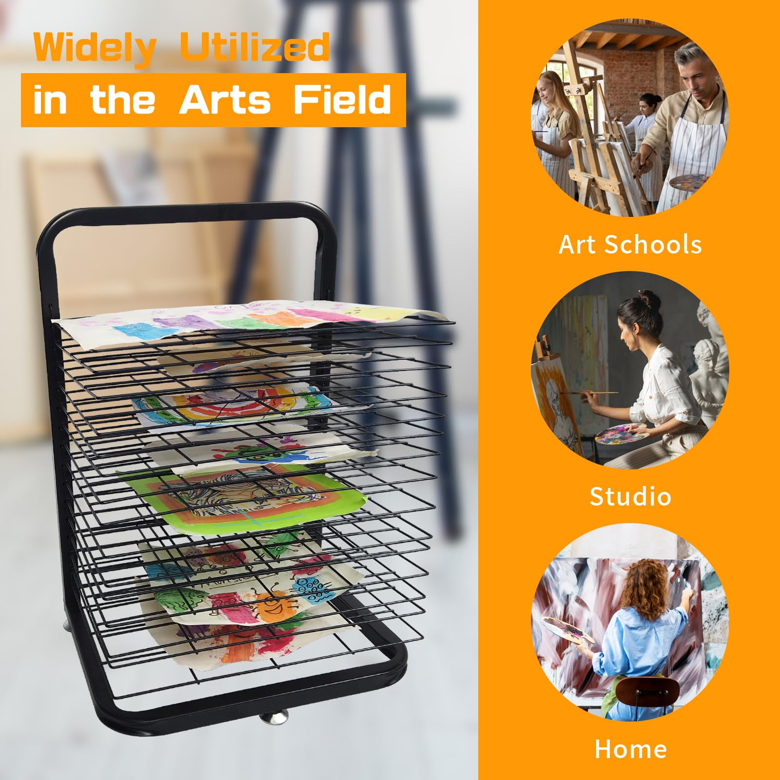 Art Drying Rack - Multi-Functional Art Storage Rack, 15 Removable Shelves for Classroom and Art Studio Use, Ideal for Paint Drying