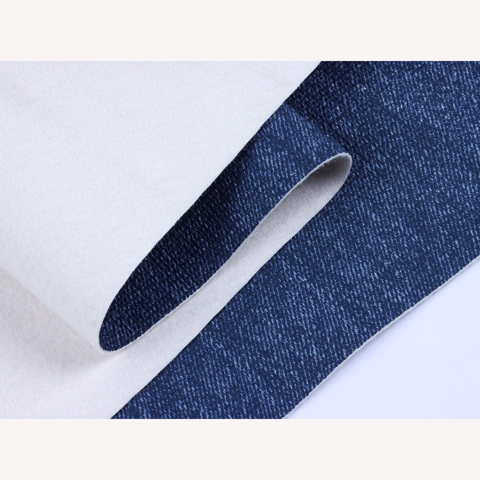 Caxilee Jeans Fabric Texture Faux Leahter Sheets Solid Leather Fabric Sheets 12" x 53” (30cm x 135cm) Inch Large Size for Pad Cellphone Case Leather Earrings Bows Wallets DIY Projects (Classic Blue)