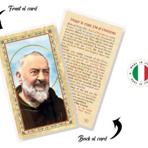 Father Pio Prayer Card - The Lord's Prayer - 5 Laminated Double Sided Padre Pio Holy Card for Daily Prayers - Padre Pio Healing Prayer Card, Patron Saint of Stress Relief Themed Set, 6 Items