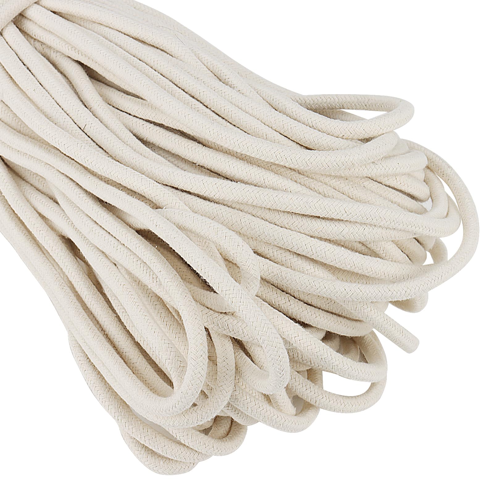 SOUJAP 328 Feet 5/16 Inch Cotton Rope, White Cotton Sash Cord, 8mm Thick Cotton Clothesline Rope for DIY, Decoration, Tie Down