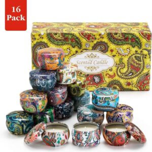 WPONSZU 16 Pack Scented Candles Gift Set for Woman, Jar Candle, 2.5 oz Soy Wax Tin Candle-Ideal Gift for Travel Home Décor