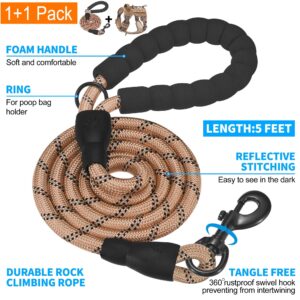 Beebiepet Heavy Duty Tactical Dog Harness for Large Dogs, No Pull Adjustable Pet Harness Reflective Service Training Easy Control Pet Vest Military K9 Working Dog Harnesses- Large, Brown