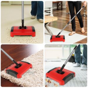 Carpet Floor Sweeper with Horsehair, Manual Carpet Sweeper Cleaner, Non-Electric Carpet Broom Sweeper Efficient Hand Push Carpet Sweeper Rug Roller Brush Push for Cleaning Pet Hair Loose Debris Lint