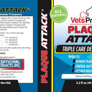 Plaque Attack Gel with Wild Salmon Oil. As Seen On TV Pet Dental, Don't Mess with Harsh Chemicals in Your pet's Food or Water, Simply Swipe on Teeth and Your pet's Teeth and Gums Will Improve.