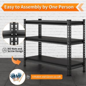 SDXYSTCE 3-Tier Garage Shelving Heavy Duty,40”W x 18”D x 36”H Metal Shelving Unit，1320 lbs Weight Capacity Adjustable Storage Shelves for Retiple Tanks, Aquariums, Pantry, Garage，Black