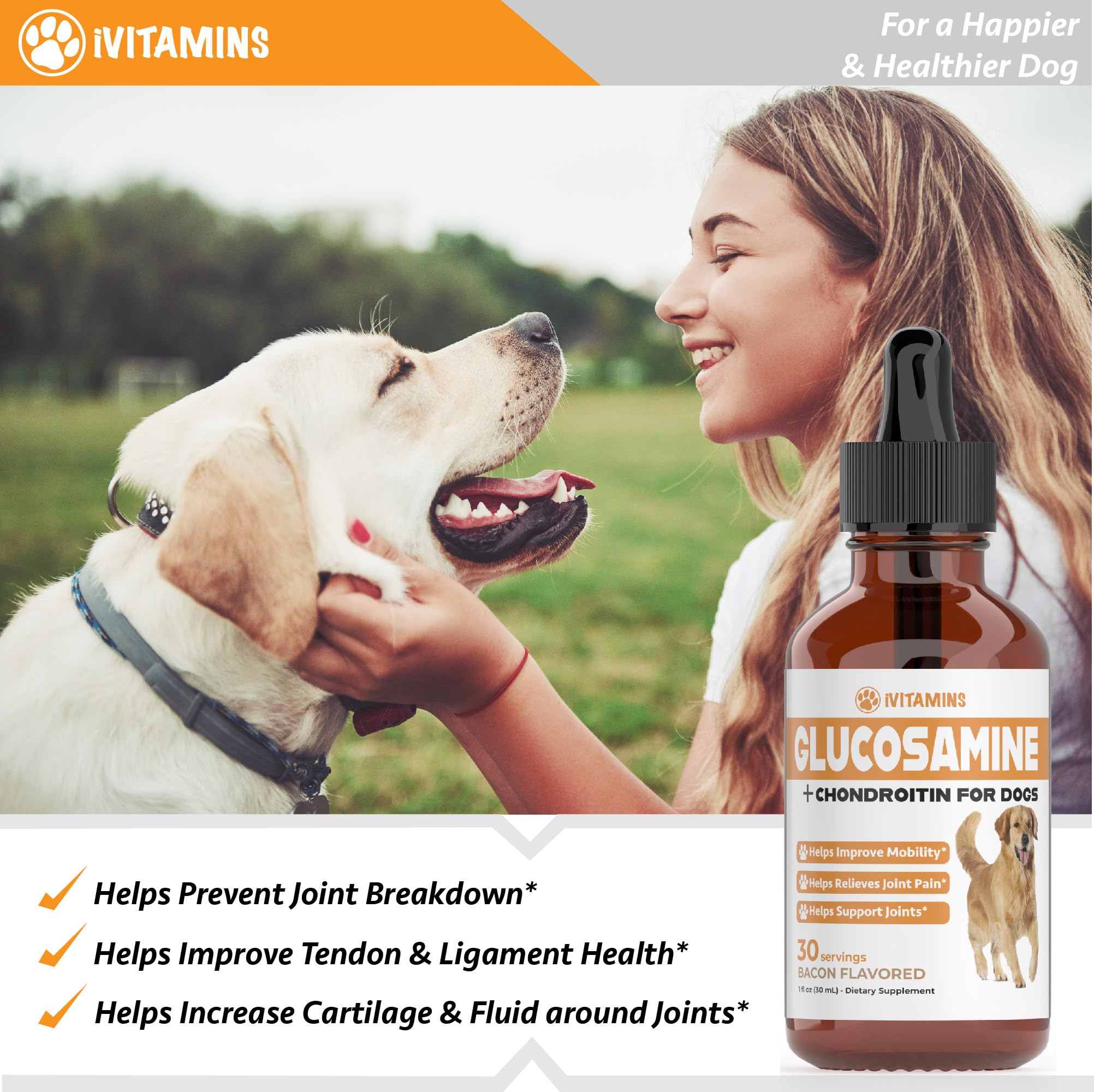 Glucosamine for Dogs | Supports Healthy Hips, Joints, & More | Glucosamine for Dogs Hip and Joint Supplement | Dog Glucosamine | Dog Joint Supplement | Glucosamine Chondroitin for Dogs | 1 fl oz