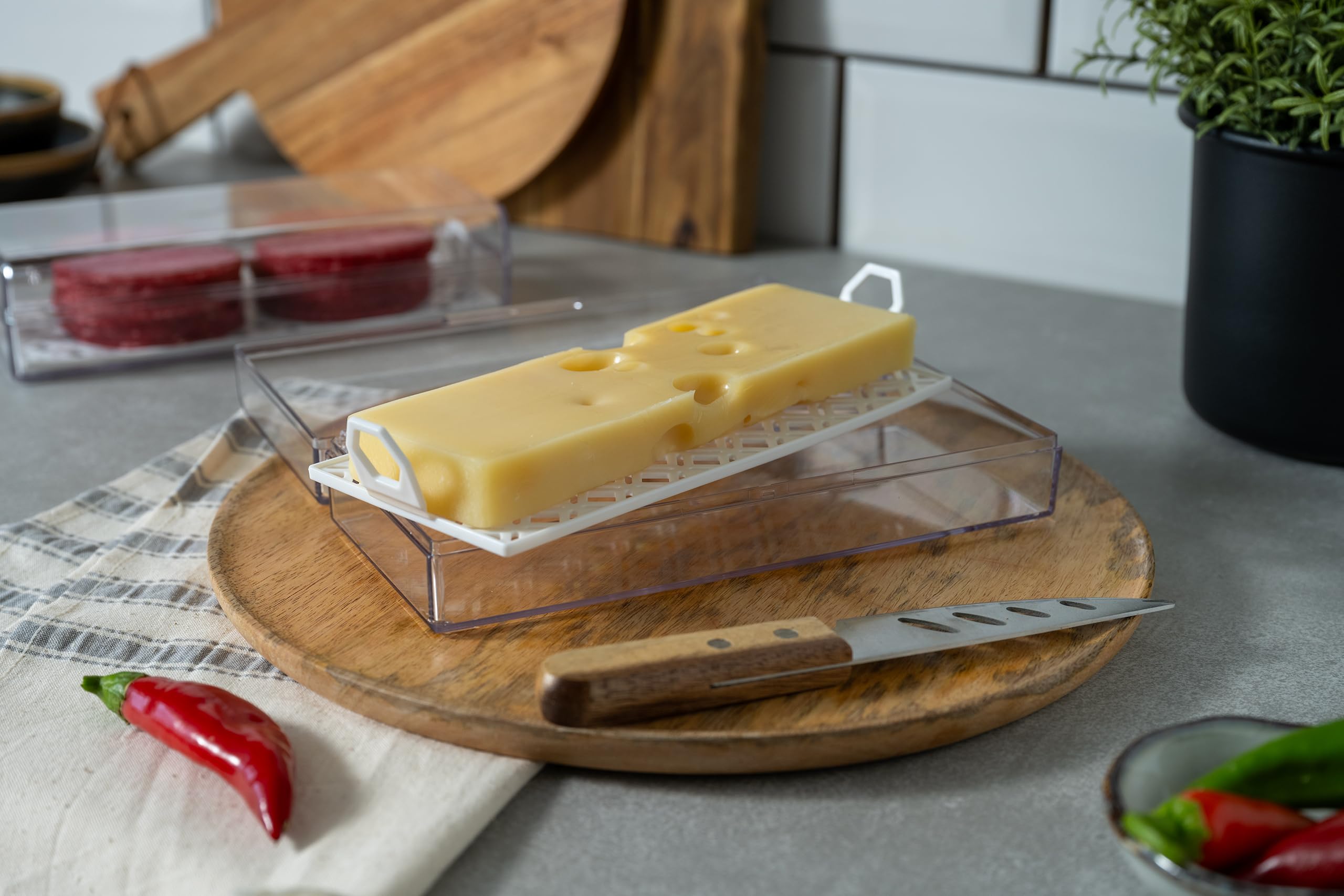 Pikanty American Sliced Cheese Holder | Airtight Storage Container for Fridge | Hinged Lid | Dishwasher Safe | Holds 24 Slices | Made in USA