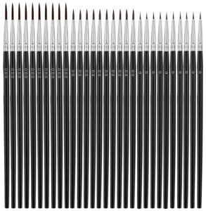 anezus tiny detail paint brushes 30 pcs fine paint brushes set with 3 size #0#00#000 liner brush for miniature 40k model crafts watercolor acrylics oil