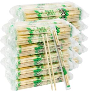 uejywuy 1000 pairs 8 inch disposable chopsticks, separated sleeved individually wrapped disposable bamboo chopsticks, bamboo wooden chopsticks for noodles, sushi, asian food