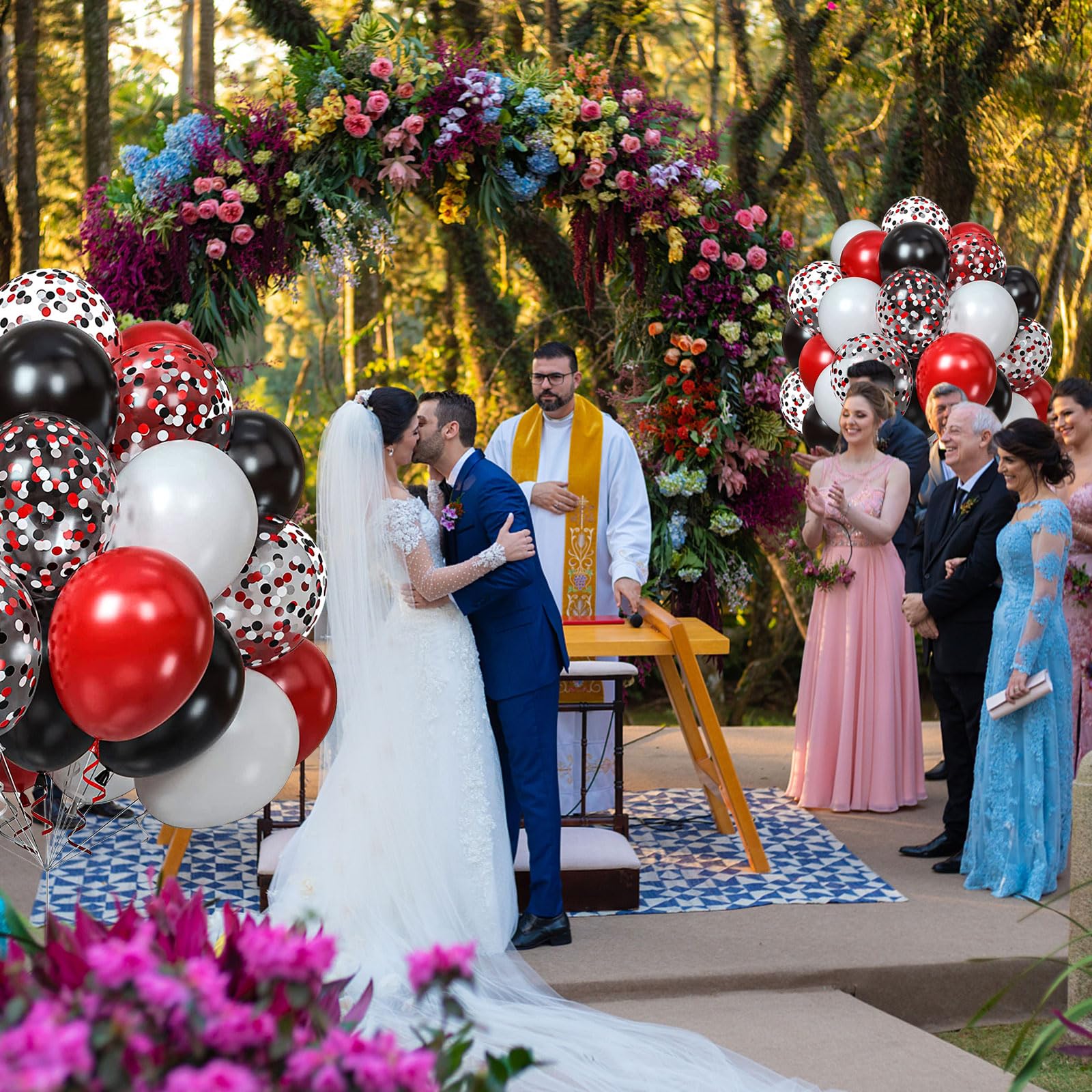 Red Black White Balloons and Black Red Confetti Balloons for Wedding Bridal Shower Birthday Baby Shower Party Decoration