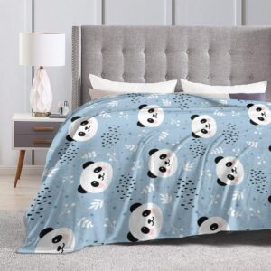 Zeleda Panda Blanket,Flannel Warm Cozy Panda Blankets Comfortable Soft Throw Blanket, for Couch Bed or Travel,Birthday Gifts for Girls Kids Adult 60"X50"(Blue)