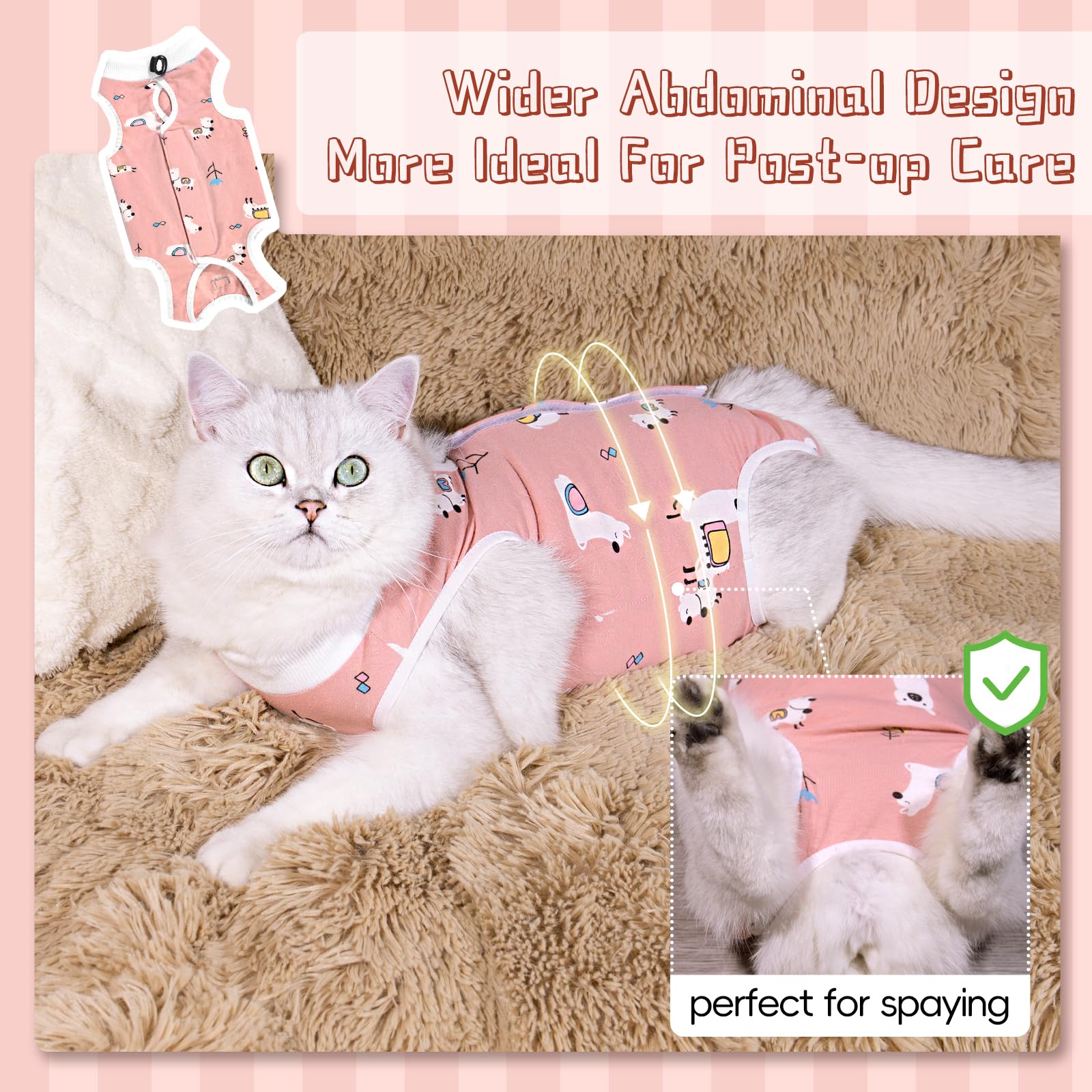 Purrpurrpets 2 Pack Cat Spay Recovery Suit Female, Breathable Cat Onesie for Cats After Surgery Female, Kitten Surgery Recovery Suit for Abdominal Wounds