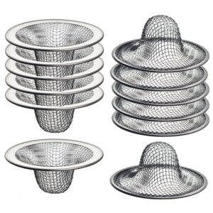 12 pack - 2.125" top / 1" basket- mesh sink drain strainer hair catcher for bathroom sink, utility, slop, laundry, rv and lavatory