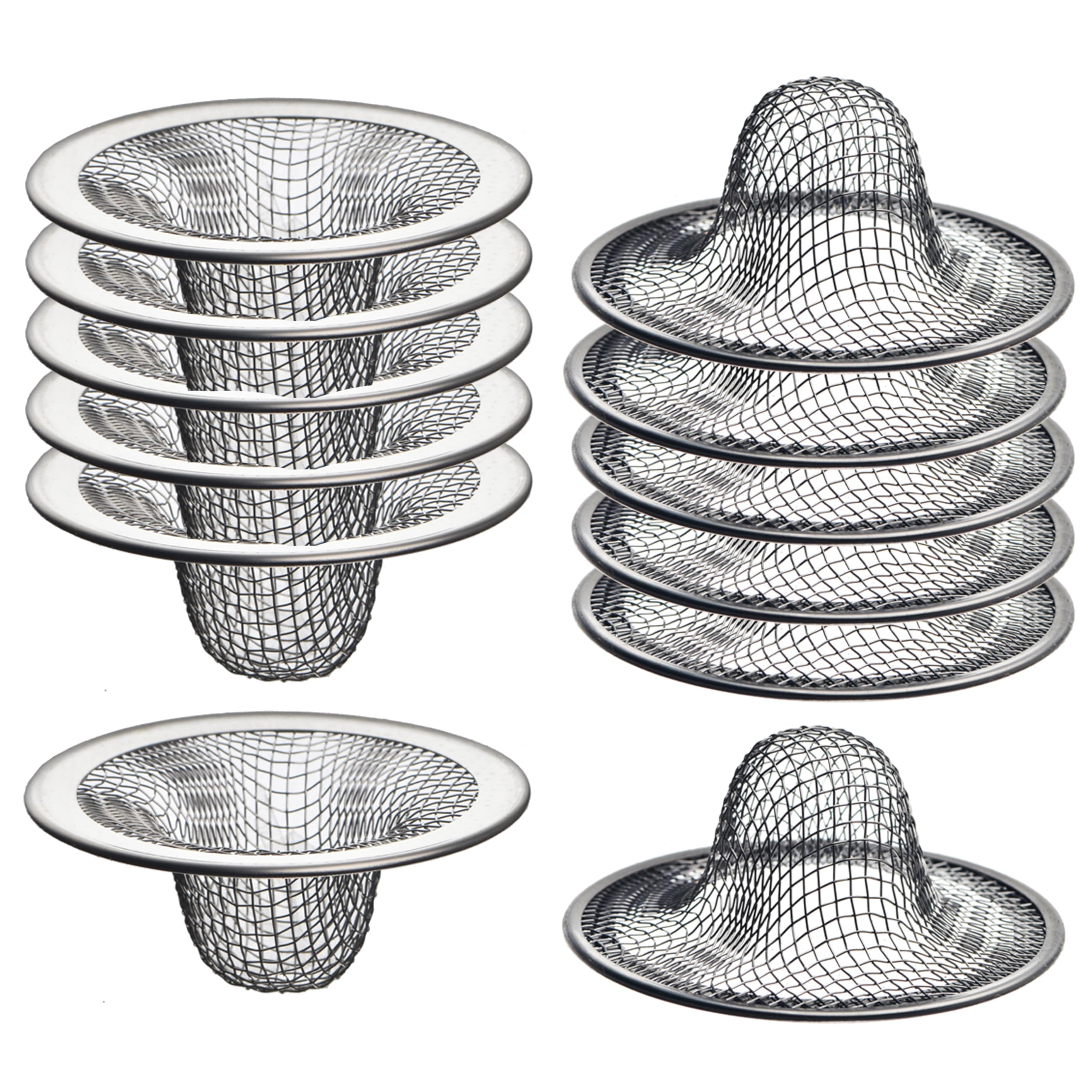 12 Pack - 2.125" Top / 1" Basket- Mesh Sink Drain Strainer Hair Catcher for Bathroom Sink, Utility, Slop, Laundry, RV and Lavatory