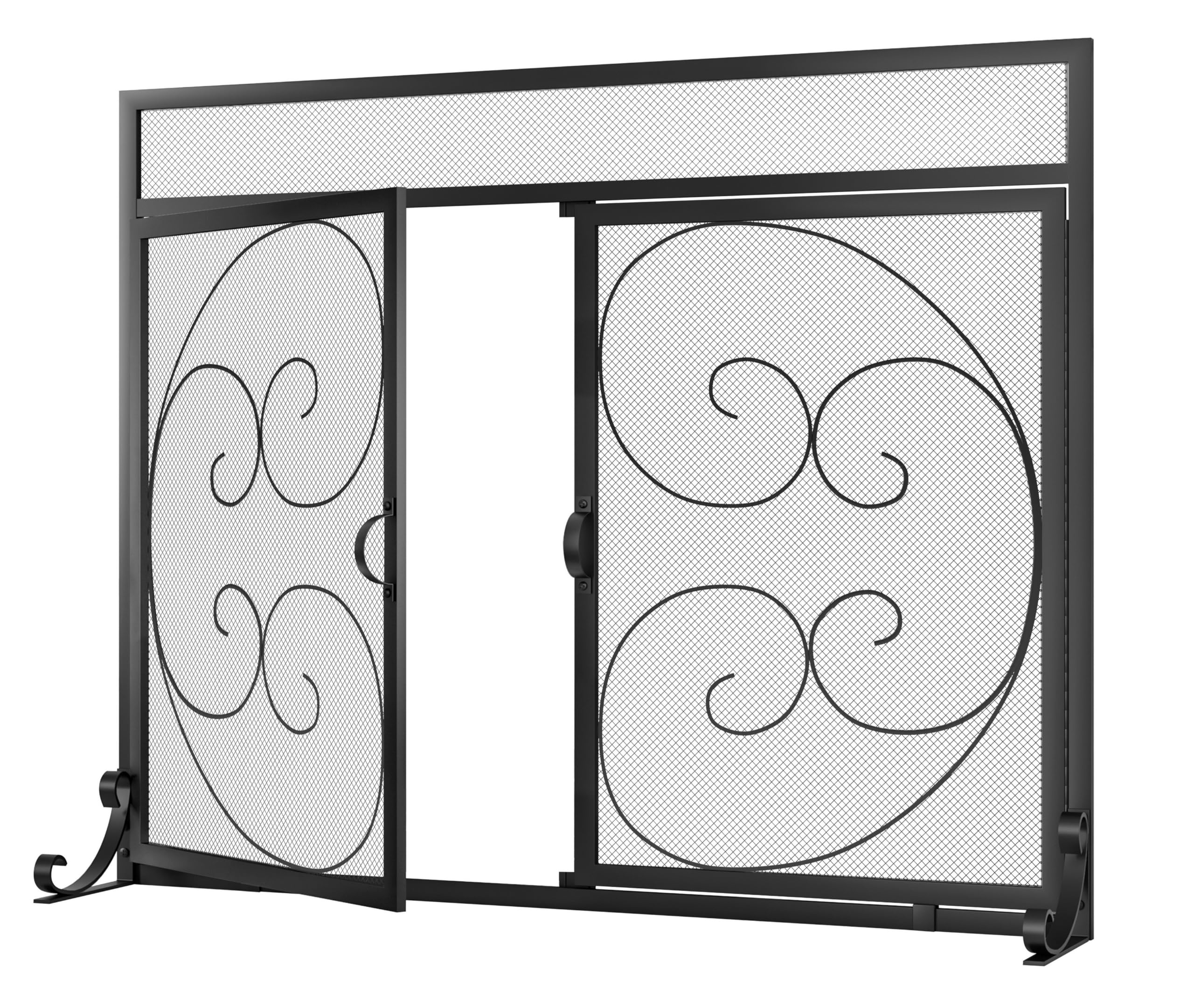 Fire Beauty Fireplace Screen with Magnetic Doors,Large Metal Fireplace Screen for Home,Spark Guard,Decorative Metal Furnace Fireguards,Baby Safe Spark Guard Protector,Black