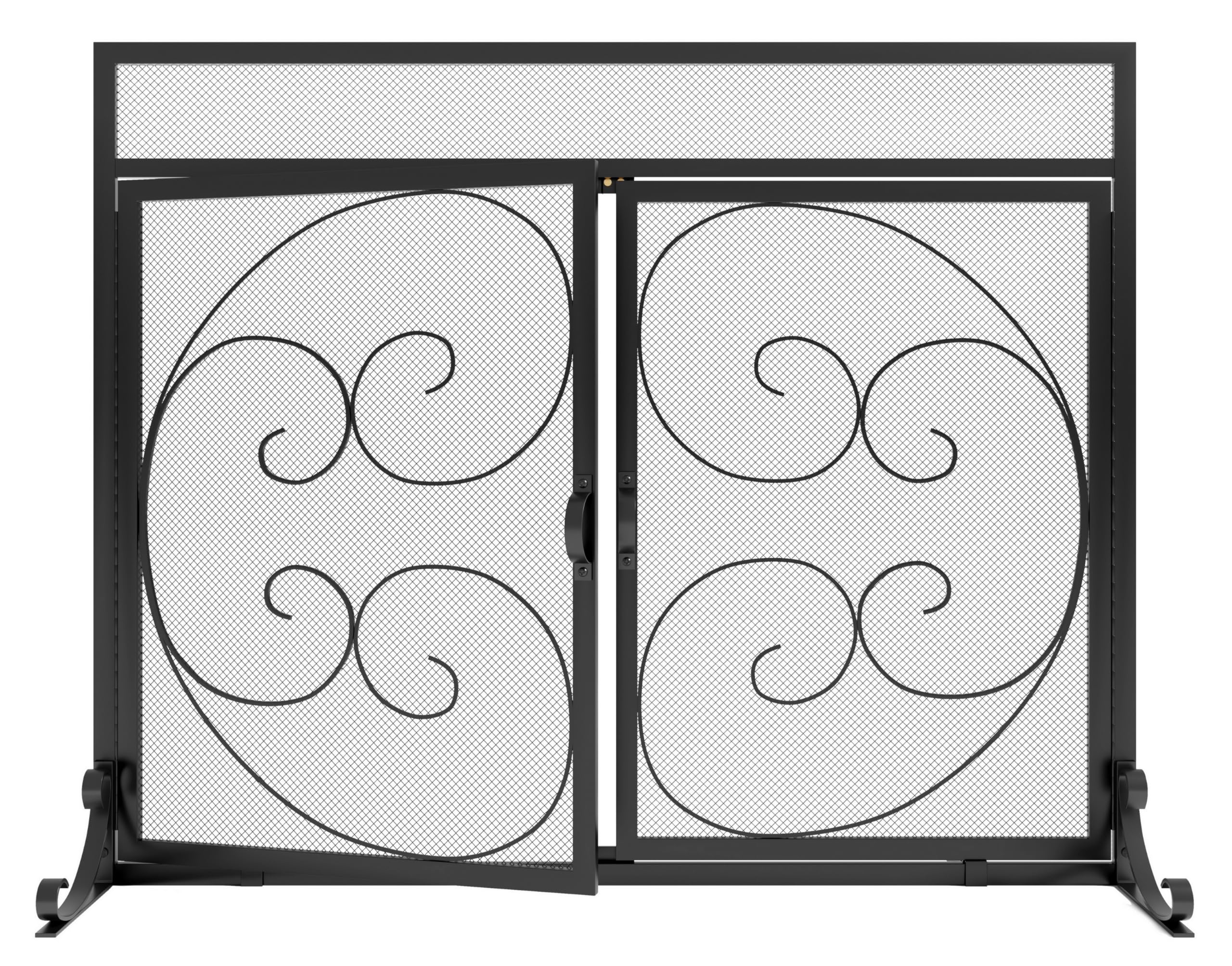 Fire Beauty Fireplace Screen with Magnetic Doors,Large Metal Fireplace Screen for Home,Spark Guard,Decorative Metal Furnace Fireguards,Baby Safe Spark Guard Protector,Black