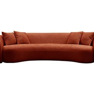 ERYE 102" Teddy Fleece Boucle Curved Sofa, Modern Half Moon Comfy Sectional Leisure Couch, Beautiful Freestanding 5 Seats Sofa&Couch for Living Room, Professionally Perfect Shape More Decorative