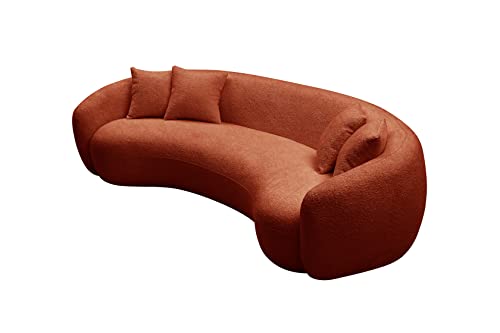 ERYE 102" Teddy Fleece Boucle Curved Sofa, Modern Half Moon Comfy Sectional Leisure Couch, Beautiful Freestanding 5 Seats Sofa&Couch for Living Room, Professionally Perfect Shape More Decorative