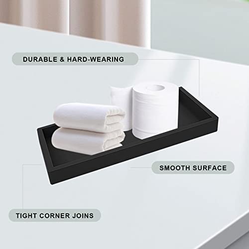 2Pcs Bathroom Tray, Modern Bathtub Vanity Tray Toilet Tank Topper Paper Storage Decorative Organizer Box Silicone Kitchen Soap Holder for Counter Decor Dresser Tops (Black, Large)