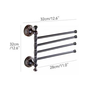 Oil Rubble Bronze Brass Foldable Towel Rack, Wall Mounted Black Bathroom Hardware Accessories,Pattern Carving Design