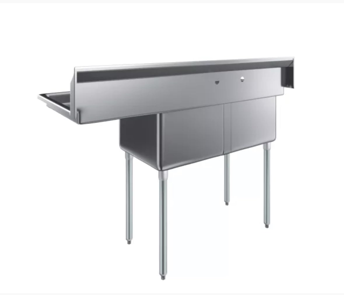 18" X 18" X 12" TWO COMPARTMENT STAINLESS STEEL COMMERCIAL KITCHEN PREP & UTILITY SINK | NSF (RIGHT DRAINBOARD)