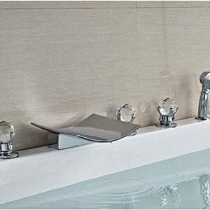 Kitchen Taps Kitchen Tap Faucet Deck Mounted Polish 5 Piece Bathtub Faucet with Handheld Shower Mixer Tap