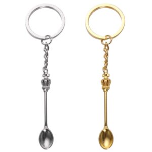 Mini Crown Spoon Keychain, Key Ring Christmas Kitchen Spoon Crown Metal Key Chain 57x9mm Craft Jewelry Gift Keychain(silver)