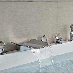 Kitchen Taps Kitchen Tap Faucet Deck Mounted Polish 5 Piece Bathtub Faucet with Handheld Shower Mixer Tap