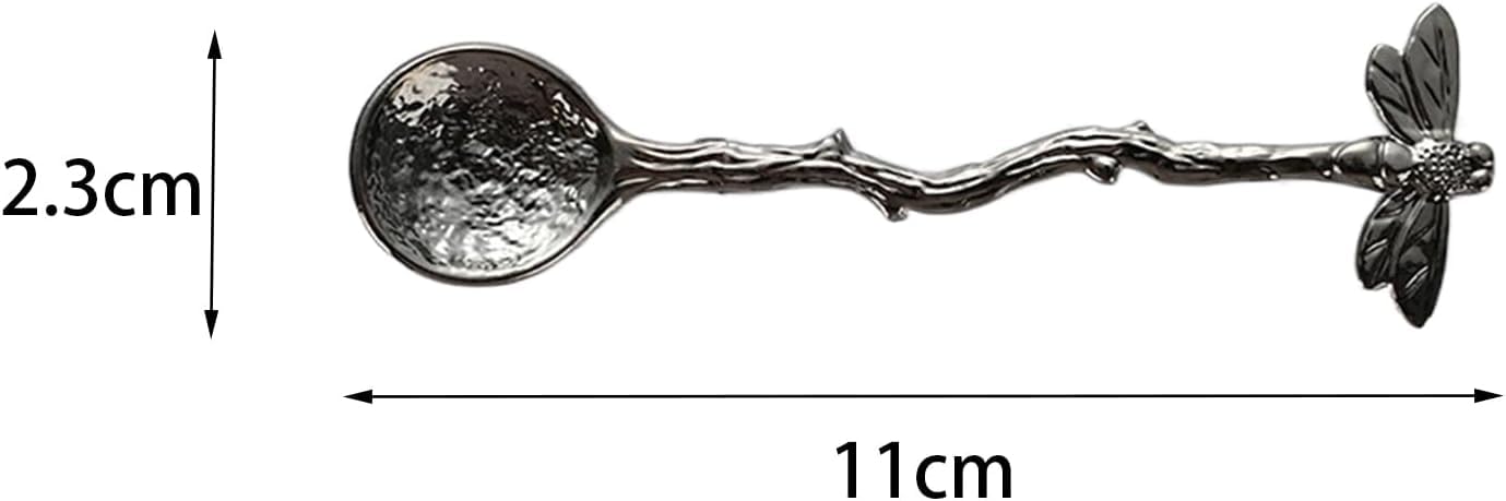 Gold Retro Dragonfly Spoon Coffee Spoon Teaspoon Stainless Steel Tableware Creative Sugar Spoon Tea Spoon Stir Bar Spoon Stirring Spoon, Dessert Spoon, Cake Spoon, Long Handle Spoon Kitchen Gadget Des