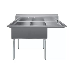 18" x 18" x 12" two compartment stainless steel commercial kitchen prep & utility sink | nsf (right drainboard)