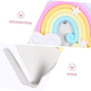 18Pcs Rainbow Wall Hook Cute Clouds Star Rainbow Key Hat Towel Hooks Adhesive Drill Free Wall Hangers Wall- Mounted Hanger Wall Clothes Hooks for Home Office Kids Room