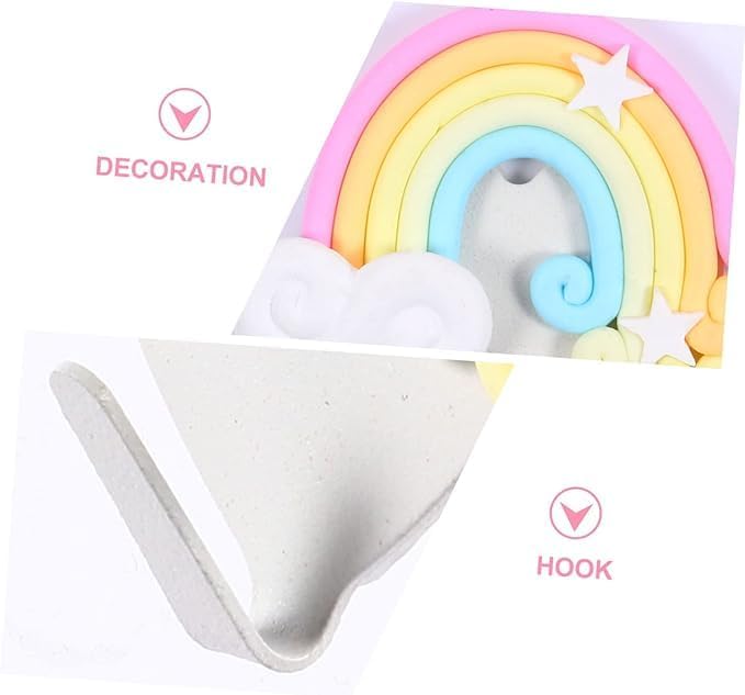 18Pcs Rainbow Wall Hook Cute Clouds Star Rainbow Key Hat Towel Hooks Adhesive Drill Free Wall Hangers Wall- Mounted Hanger Wall Clothes Hooks for Home Office Kids Room