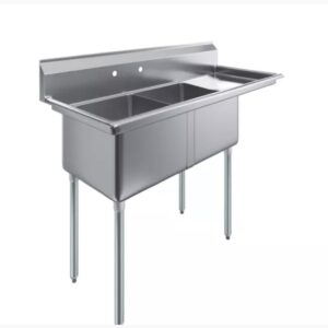 18" X 18" X 12" TWO COMPARTMENT STAINLESS STEEL COMMERCIAL KITCHEN PREP & UTILITY SINK | NSF (RIGHT DRAINBOARD)