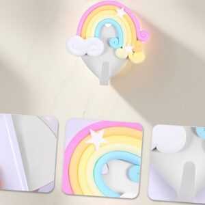 18Pcs Rainbow Wall Hook Cute Clouds Star Rainbow Key Hat Towel Hooks Adhesive Drill Free Wall Hangers Wall- Mounted Hanger Wall Clothes Hooks for Home Office Kids Room