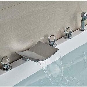 Kitchen Taps Kitchen Tap Faucet Deck Mounted Polish 5 Piece Bathtub Faucet with Handheld Shower Mixer Tap