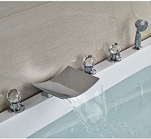 Kitchen Taps Kitchen Tap Faucet Deck Mounted Polish 5 Piece Bathtub Faucet with Handheld Shower Mixer Tap