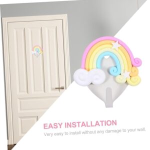 18Pcs Rainbow Wall Hook Cute Clouds Star Rainbow Key Hat Towel Hooks Adhesive Drill Free Wall Hangers Wall- Mounted Hanger Wall Clothes Hooks for Home Office Kids Room