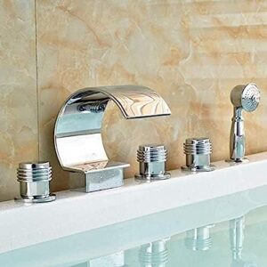 kitchen taps kitchen tap faucet three handles 5 pieces bath tub faucet brass chorme polish faucet deck mounted mixer tap