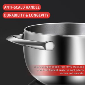 3 Quart Stainless Steel Stock Pot with Lid-Canning pot with Stainless Steel Lid, Induction Gas Ceramic Soup Pot