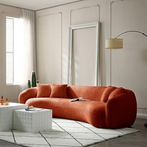 ERYE 102" Teddy Fleece Boucle Curved Sofa, Modern Half Moon Comfy Sectional Leisure Couch, Beautiful Freestanding 5 Seats Sofa&Couch for Living Room, Professionally Perfect Shape More Decorative