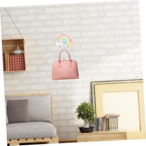 18Pcs Rainbow Wall Hook Cute Clouds Star Rainbow Key Hat Towel Hooks Adhesive Drill Free Wall Hangers Wall- Mounted Hanger Wall Clothes Hooks for Home Office Kids Room