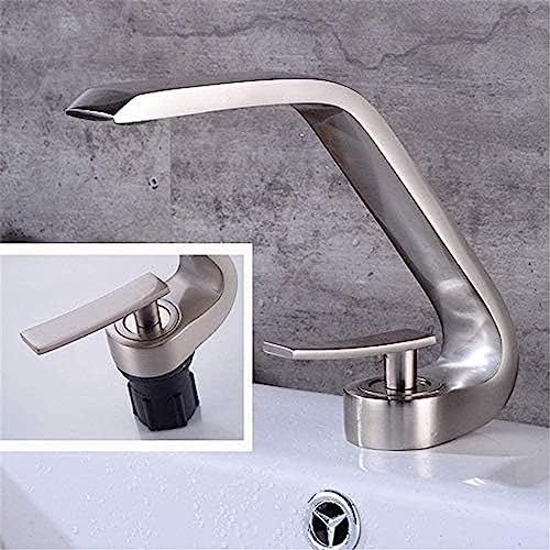 Kitchen Taps Kitchen Tap Faucet Basin Faucet Brass Cold and Warm Brush Nickel Bath Faucet Washbasin Mixer Tap Single-Lever Single Hole Faucet