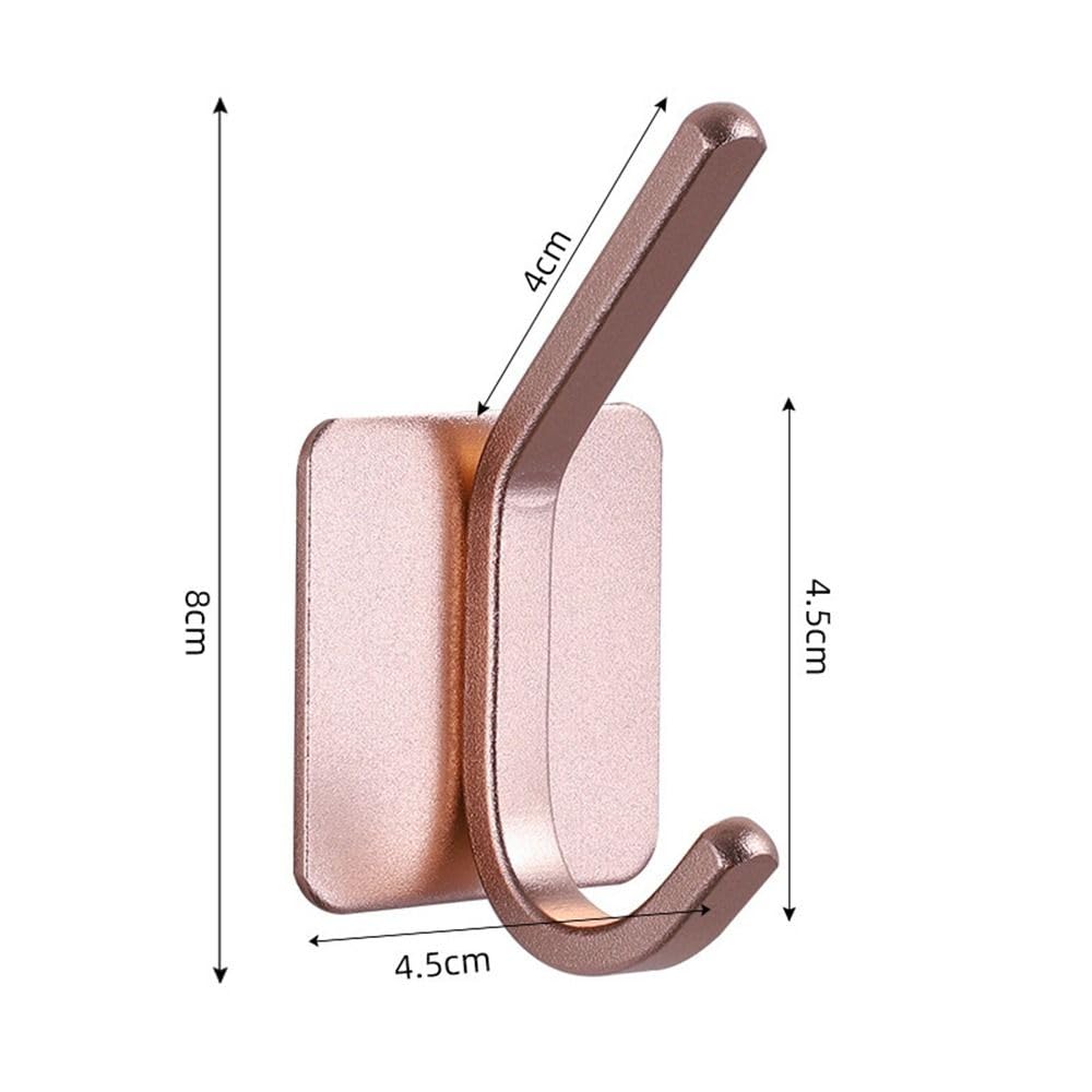 napkery 4 PCS Adhesive Towel Hooks, Rose Gold Heavy Duty Space Aluminum Towel Hanger Waterproof Rustproof Sticky Robe Hook Wall Hooks for Bathroom Kitchen