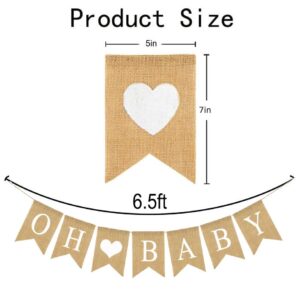 Prestrung Oh Baby Burlap Banner Sign - Baby Shower Decorations - Neutral Gender Reveal Party Decor for Girl Boy