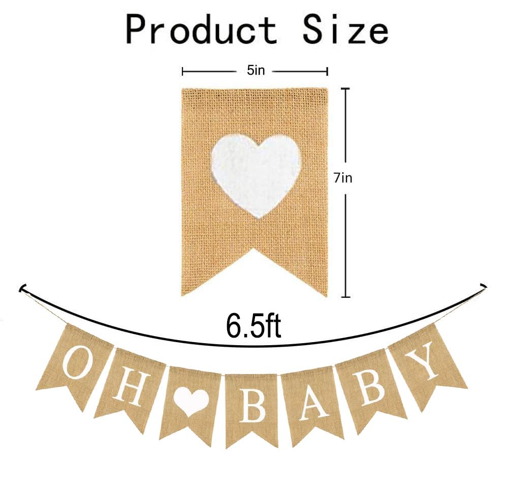 Prestrung Oh Baby Burlap Banner Sign - Baby Shower Decorations - Neutral Gender Reveal Party Decor for Girl Boy