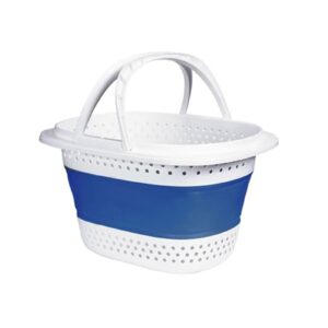 aofuxti collapsible plastic laundry basket - 30l(7.9 gallon) foldable small laundry basket with handles, for laundry, camping, indoor and outdoor, blue