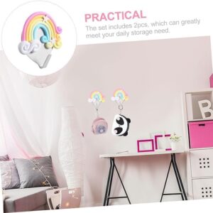 18Pcs Rainbow Wall Hook Cute Clouds Star Rainbow Key Hat Towel Hooks Adhesive Drill Free Wall Hangers Wall- Mounted Hanger Wall Clothes Hooks for Home Office Kids Room