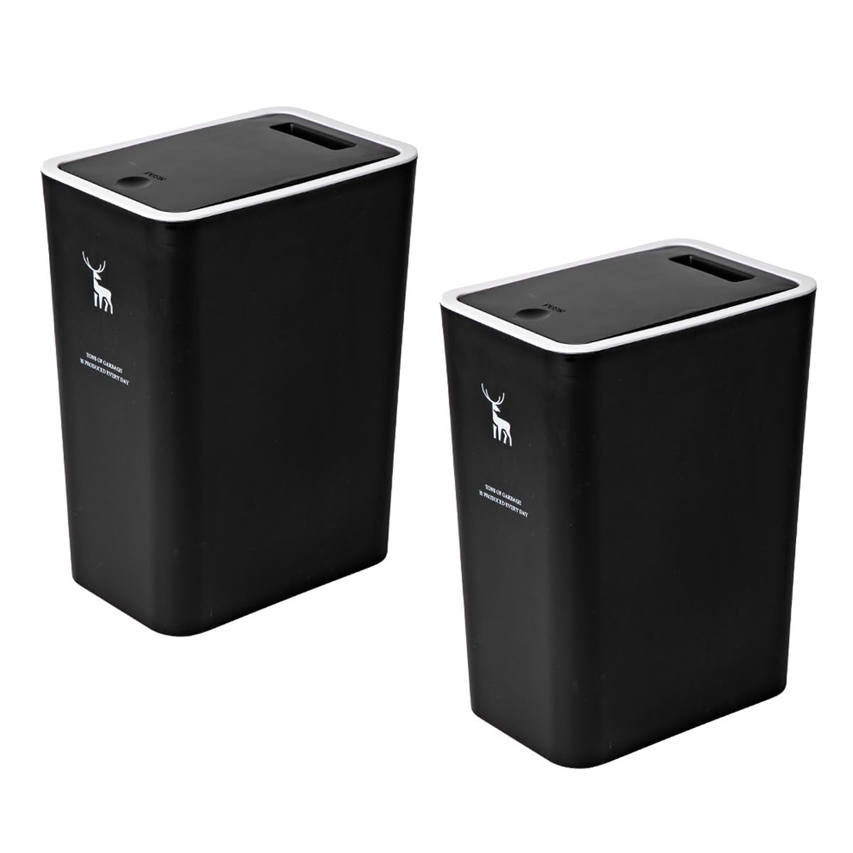 COMODID Trash Can with Lid, 2 Pack 4 Gallons/15 Liters Garbage Can with Press Top, Small Trash Can Dog Proof, Plastic Trash Bin, Waste Basket for Bathroom|Kitchen|Bedroom|Office (2, Black)